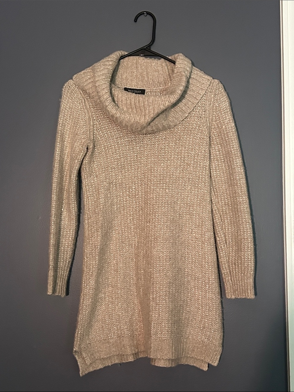 White House Black Market Taupe Cowl Neck Long Sleeve Sweater Dress